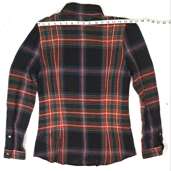 BURBERRY BRIT Tartan Plaid Long Sleeve Button Down Blouse - Picture 6 of 16